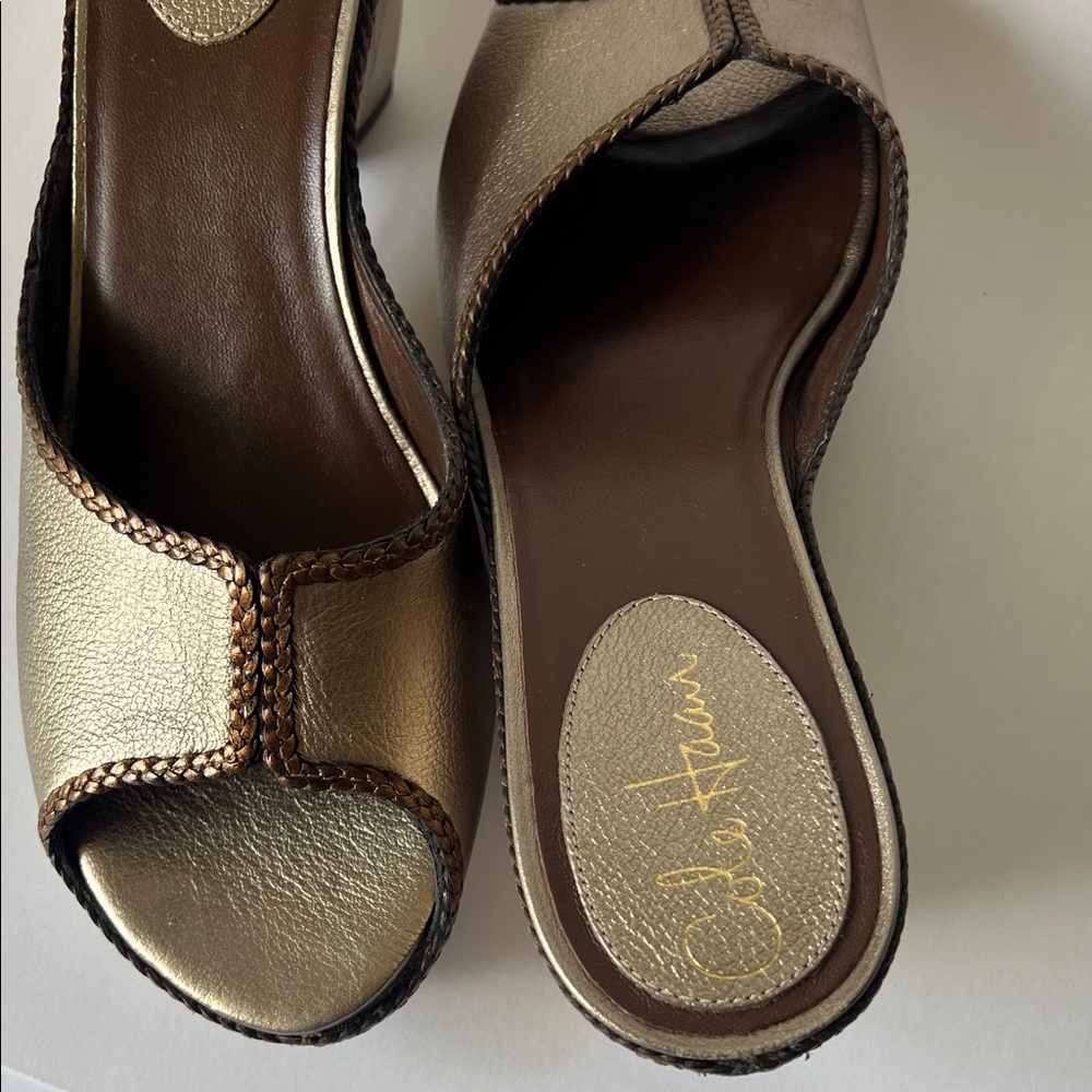 Cole Haan vintage Silver, Metalic Open-Toe Clog Mule new 9.5 - Picture 3 of 16